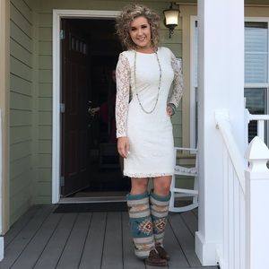 Ivory long sleeve dress